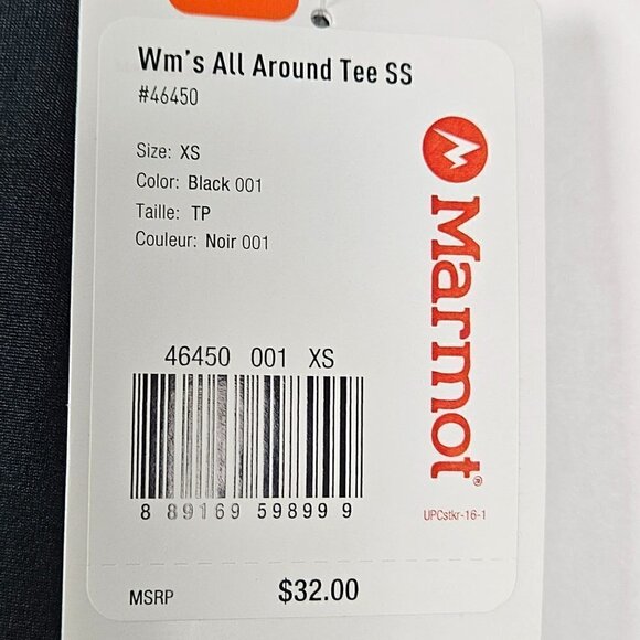 NWT Marmot All Around Tee SS Black XS - Picture 4 of 10